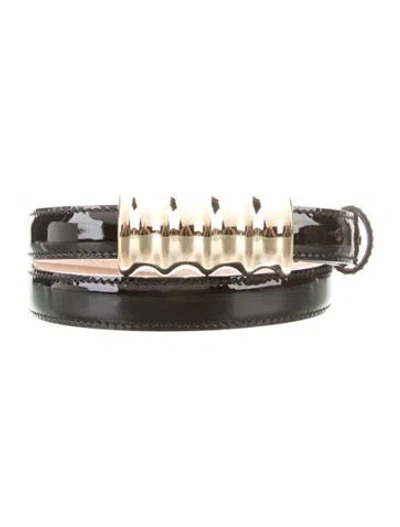 Pre-owned Khaite Skinny Patent Leather Belt In Black