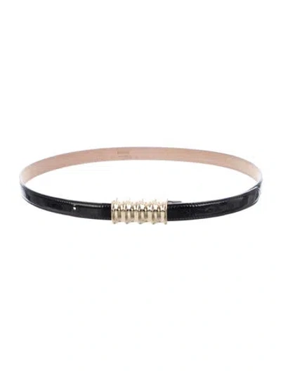 Pre-owned Khaite Skinny Patent Leather Belt In Black