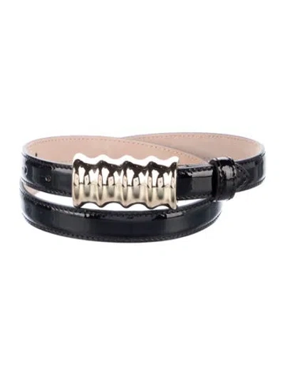 Pre-owned Khaite Skinny Patent Leather Belt In Black