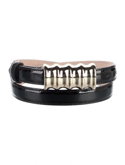 Pre-owned Khaite Skinny Patent Leather Belt In Black