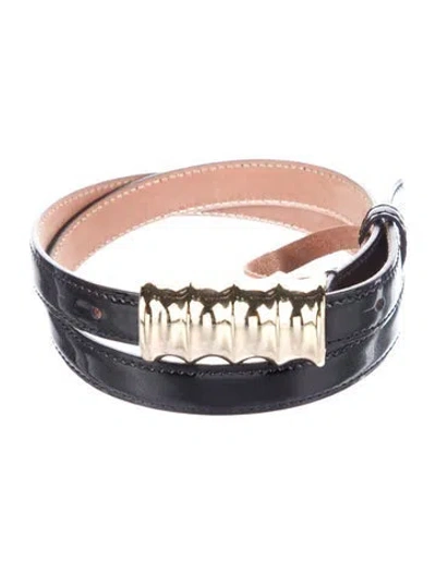 Pre-owned Khaite Skinny Patent Leather Belt Kit In Black