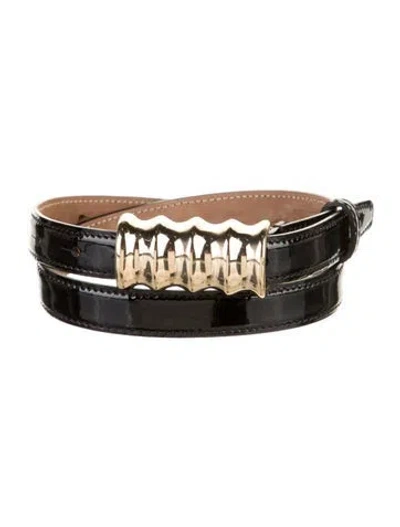 Pre-owned Khaite Skinny Patent Leather Belt Kit In Black