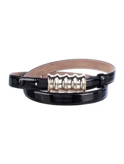 Pre-owned Khaite Skinny Patent Leather Belt Kit In Black