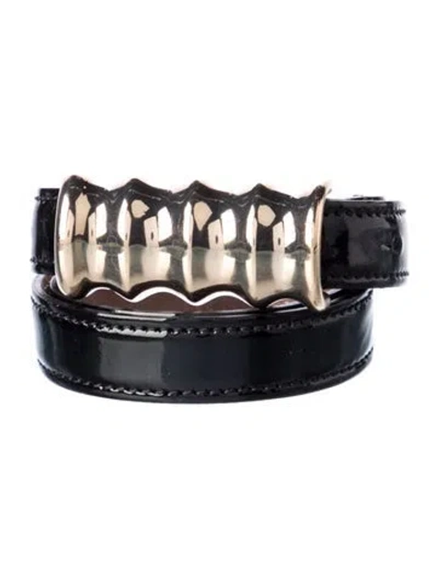 Pre-owned Khaite Skinny Patent Leather Waist Belt In Black
