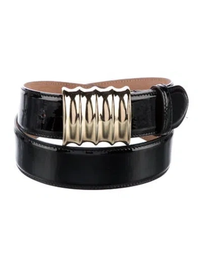 Pre-owned Khaite Skinny Patent Leather Waist Belt In Black