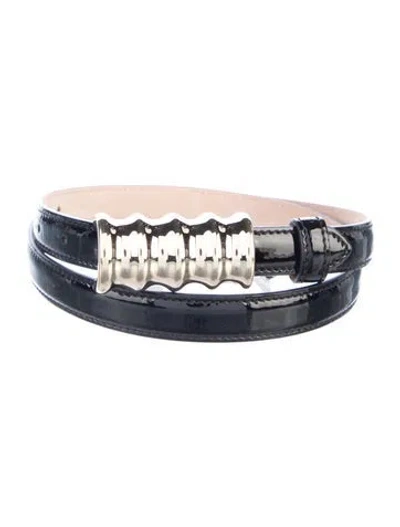 Pre-owned Khaite Skinny Patent Leather Waist Belt W/ Tags In Black