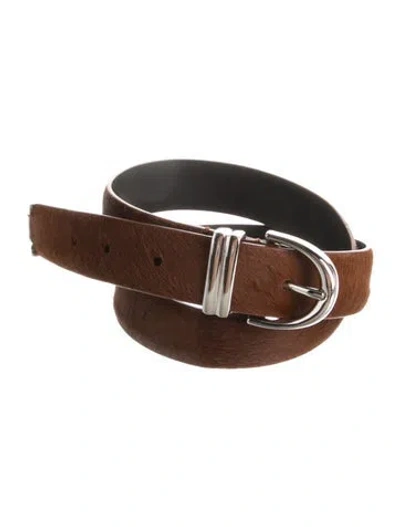 Pre-owned Khaite Skinny Ponyhair Waist Belt In Blue