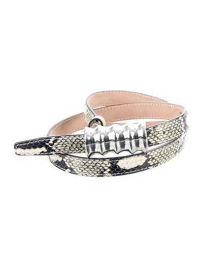 Pre-owned Khaite Skinny Snakeskin Waist Belt In Green