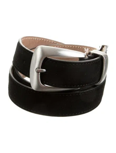 Pre-owned Khaite Skinny Suede Belt In Black