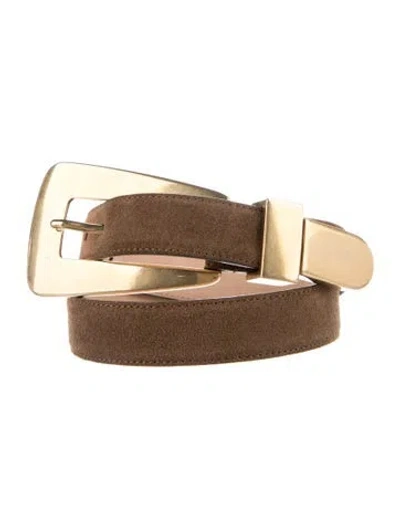 Pre-owned Khaite Skinny Suede Belt In Brown