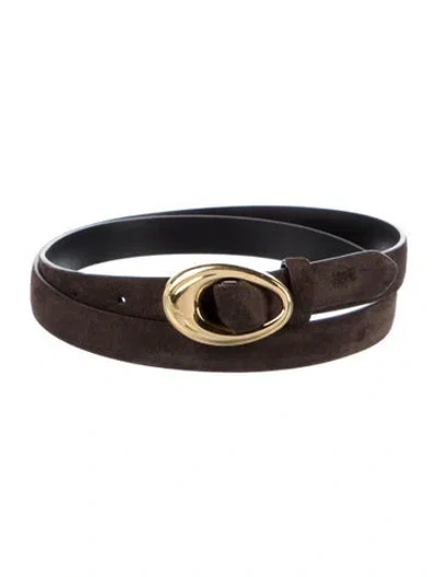Pre-owned Khaite Skinny Suede Belt In Brown