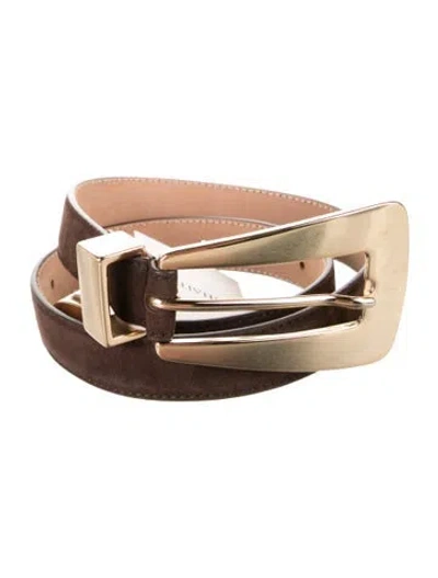 Pre-owned Khaite Skinny Suede Belt In Brown