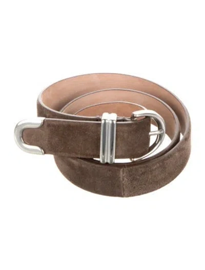 Pre-owned Khaite Skinny Suede Belt In Brown