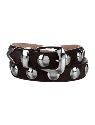 Pre-owned Khaite Skinny Suede Belt In Brown