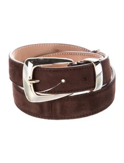 Pre-owned Khaite Skinny Suede Belt In Brown