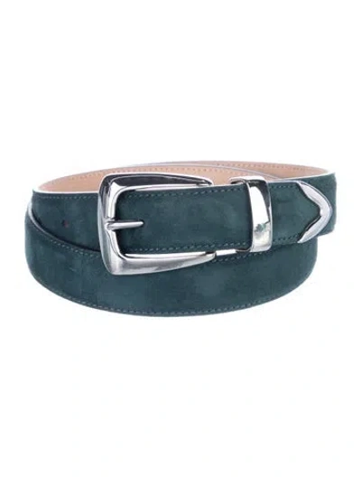 Pre-owned Khaite Skinny Suede Belt In Green