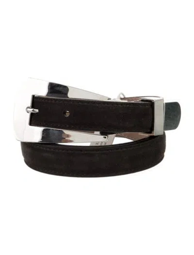 Pre-owned Khaite Skinny Suede Belt W/ Tags In Brown