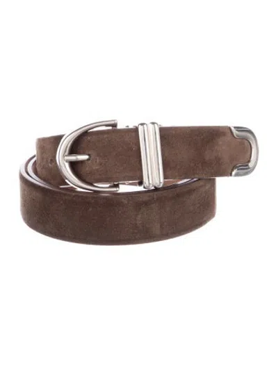 Pre-owned Khaite Skinny Suede Waist Belt In Brown
