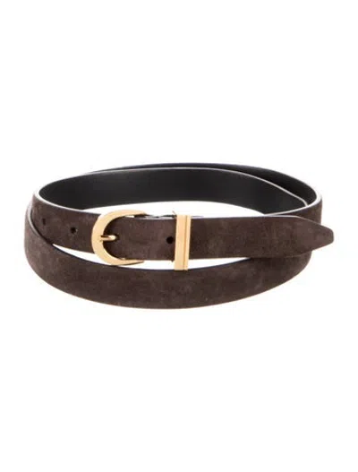 Pre-owned Khaite Skinny Suede Waist Belt In Brown