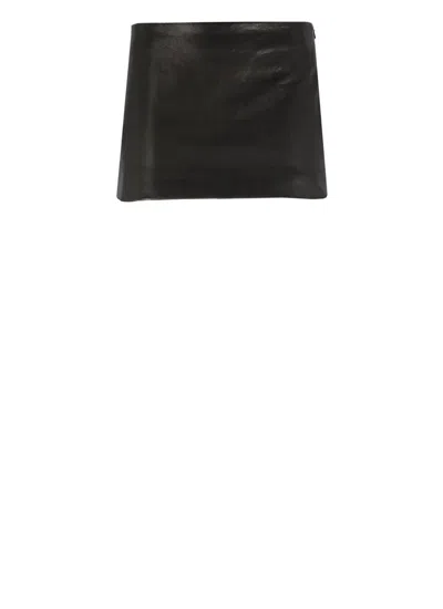 Khaite Jett Leather Mini Skirt In Black