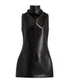Khaite Daria Turtleneck Leather Mini Dress In Black