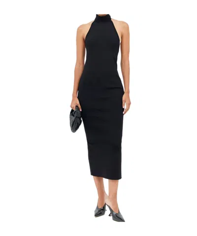 Khaite Suzanne Jersey Halterneck Midi Dress In Black