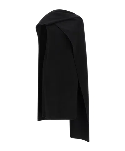 Khaite Ramona Draped-cape Dress In Black