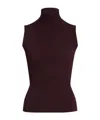Khaite Benita Turtleneck Rib Tank Top In Burgundy