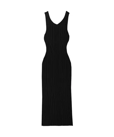 Khaite Ottilie Ribbed Cotton-blend Midi Dress In Black