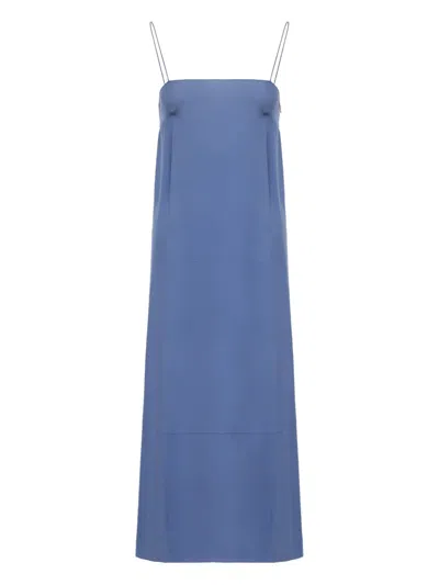 Khaite Slip Silk Midi Day Dress In Blue