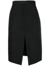 Khaite Wool And Viscose Midi Skirt In Black