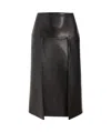 Khaite Kidd Pleated Leather Midi Skirt In Black