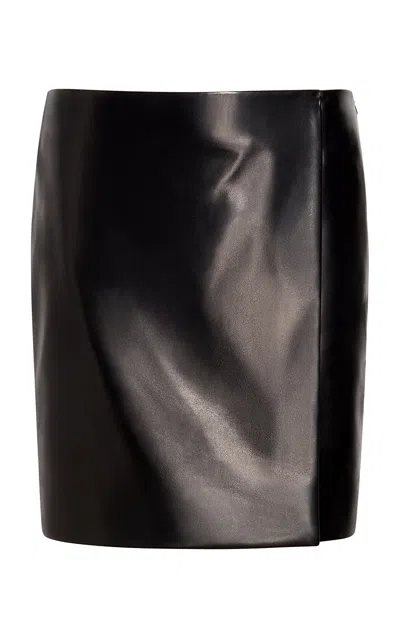 Khaite Sloan Mid-rise Leather Midi Skirt In Black
