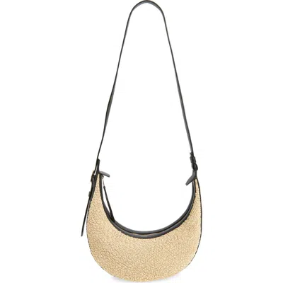 Khaite Augustina Small Leather-trimmed Raffia Shoulder Bag In Neutral