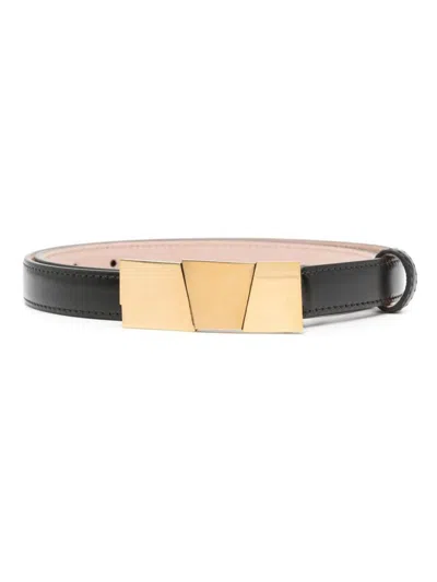 Khaite Axel Leather Belt In Black