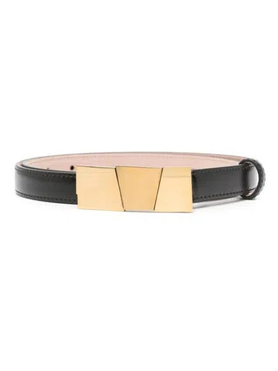 Khaite Axel Leather Belt In Black