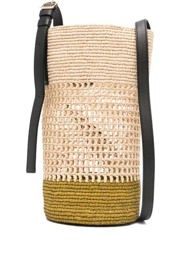 Khaite Small Billie Woven Bucket Bag In Neutral