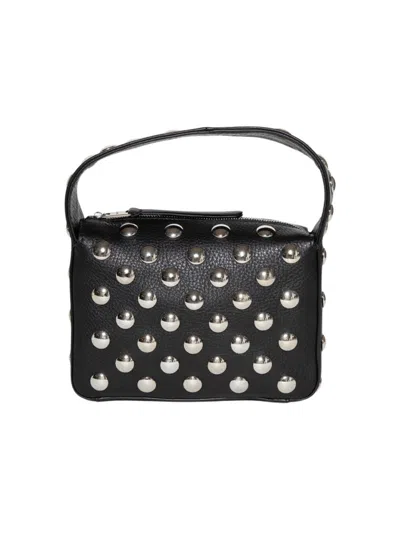 Khaite Elena Small Studded Textured-leather Shoulder Bag In Black