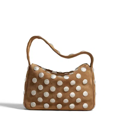 Khaite Small Elena Bag In Suede With Studs In Brown