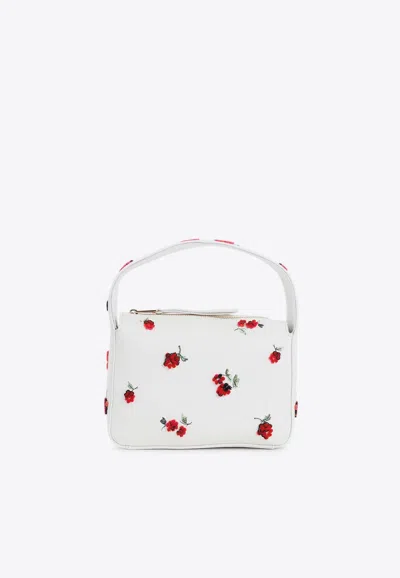 Khaite Small Elena Floral Top Handle Bag In White