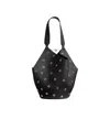 Khaite Lotus Small Tote Black Pebbled Leather With Grommets In Black