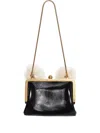 Khaite Small Lilith Shearling-strap Shoulder Bag In Black