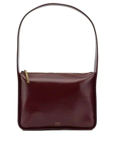 Khaite Small Lori Polished Leather Shoulder Bag In Burgundy