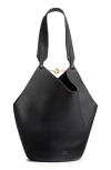 Khaite Small Lotus Leather Top Handle Bag In Black 200