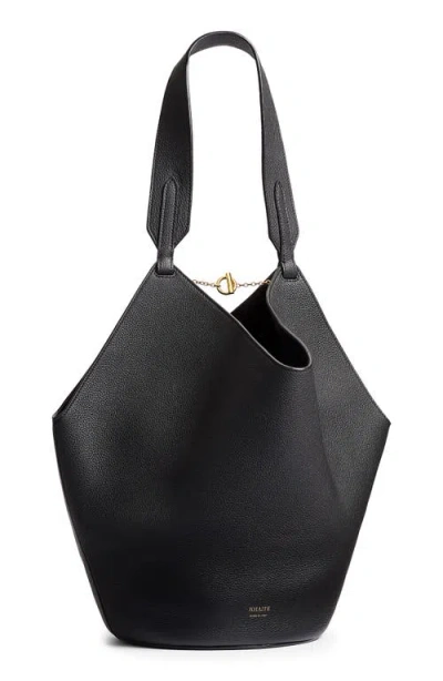 Khaite Small Lotus Leather Top Handle Bag In Black 200