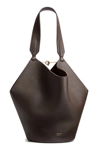 Khaite Small Lotus Leather Top Handle Bag In Marron Osc