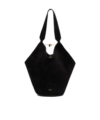Khaite Small Lotus Leather Tote In Black