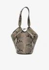 Khaite Small Lotus Python Print Leather Shoulder Bag In Pattern