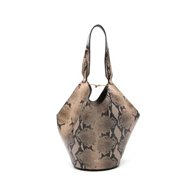 Khaite Small Lotus Snake-effect Tote Bag In Black