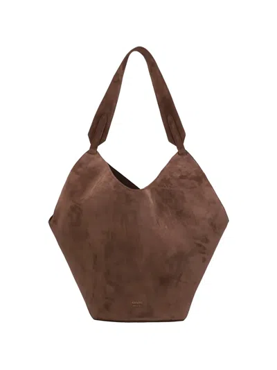 Khaite Small Lotus Suede Bucket Bag In White